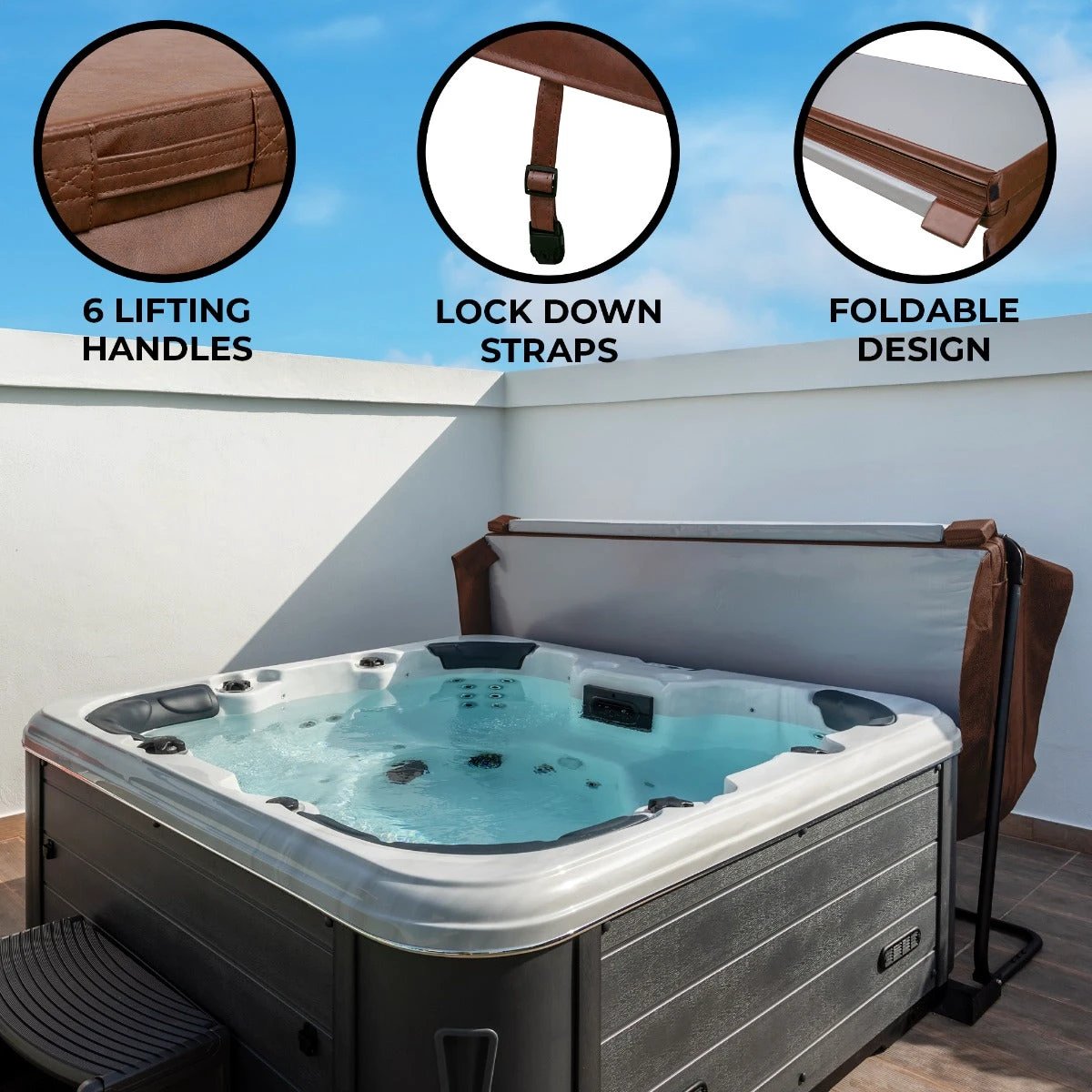 2.2m Hot Tub Spa Cover – Brown by Monster Shop
