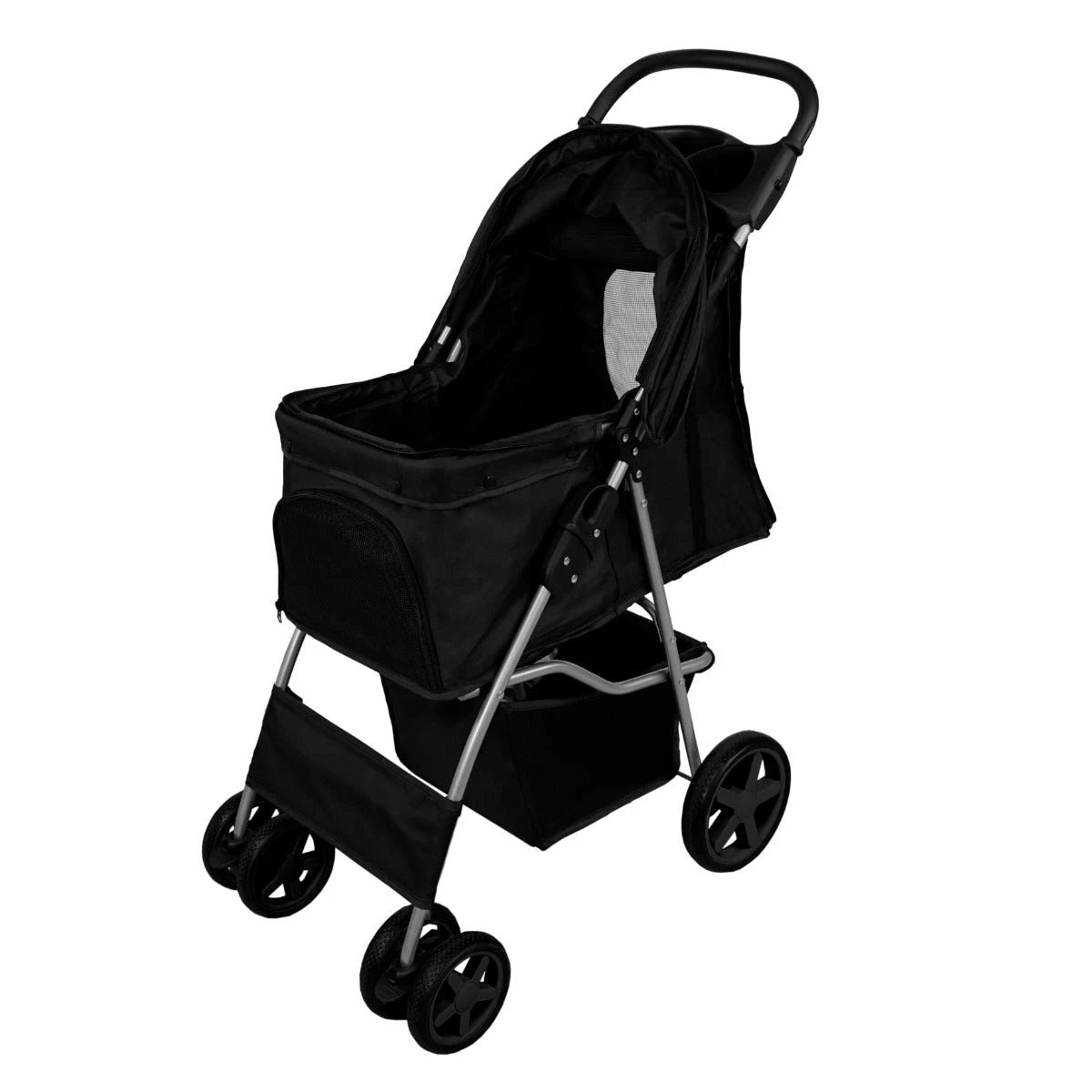 Monster Shop Pet Stroller with Rain Cover – Black -