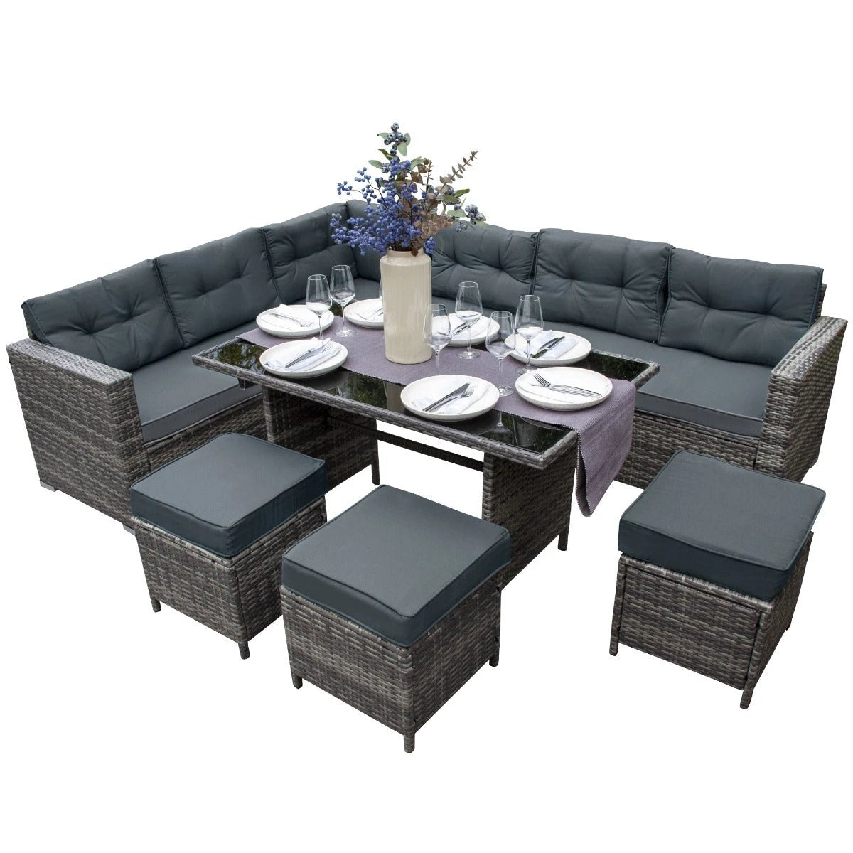 Monster Shop Rattan Corner Set - Grey -