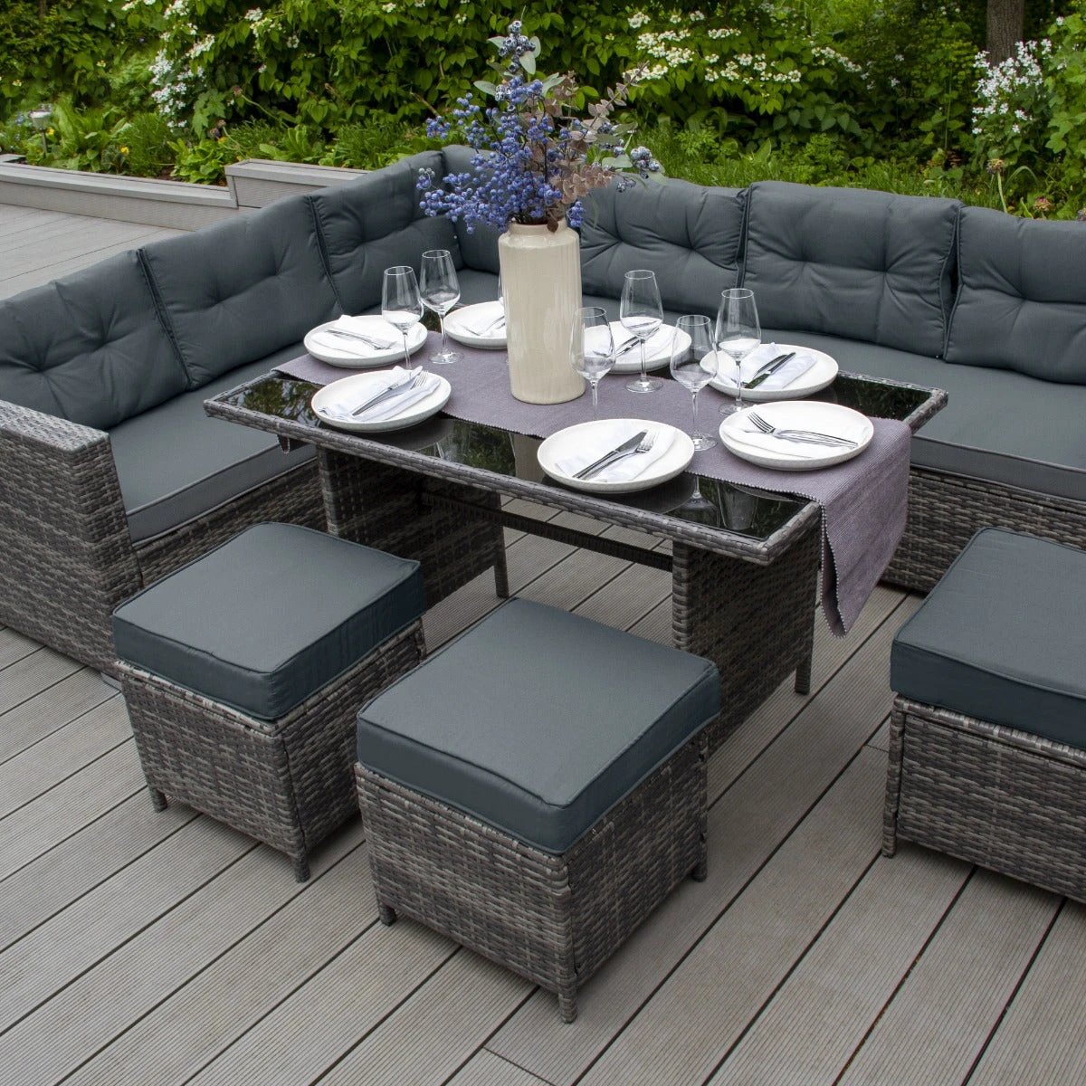 Monster Shop Rattan Corner Set - Grey -