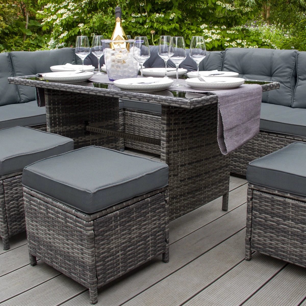 Monster Shop Rattan Corner Set - Grey -