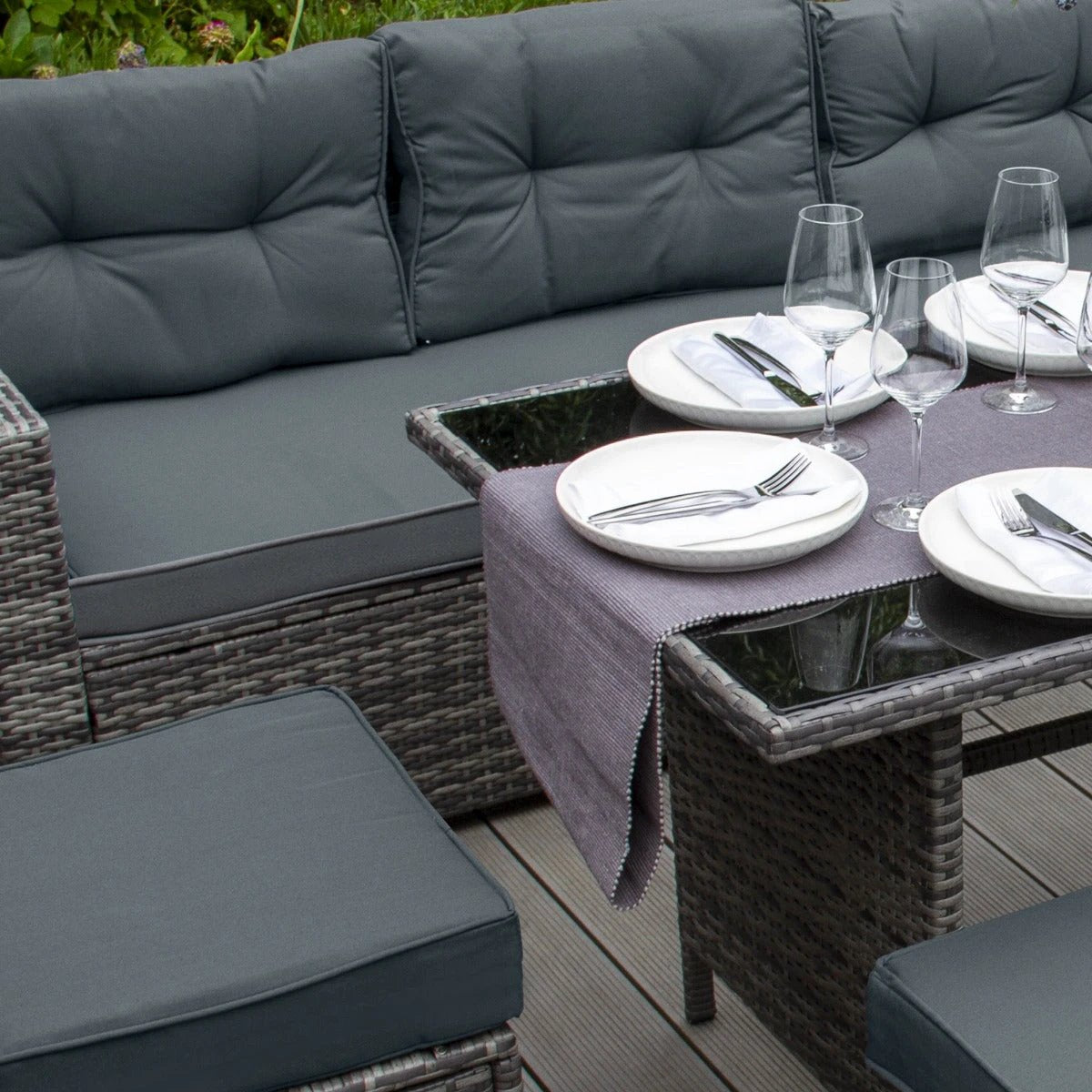 Monster Shop Rattan Corner Set - Grey -