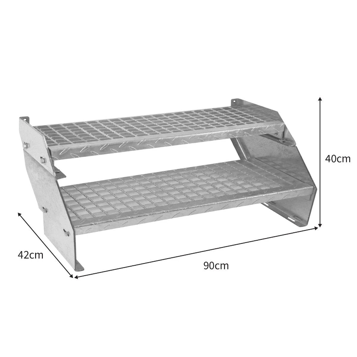 Monster Shop Adjustable 2 Section Galvanised Staircase - 900mm Wide -