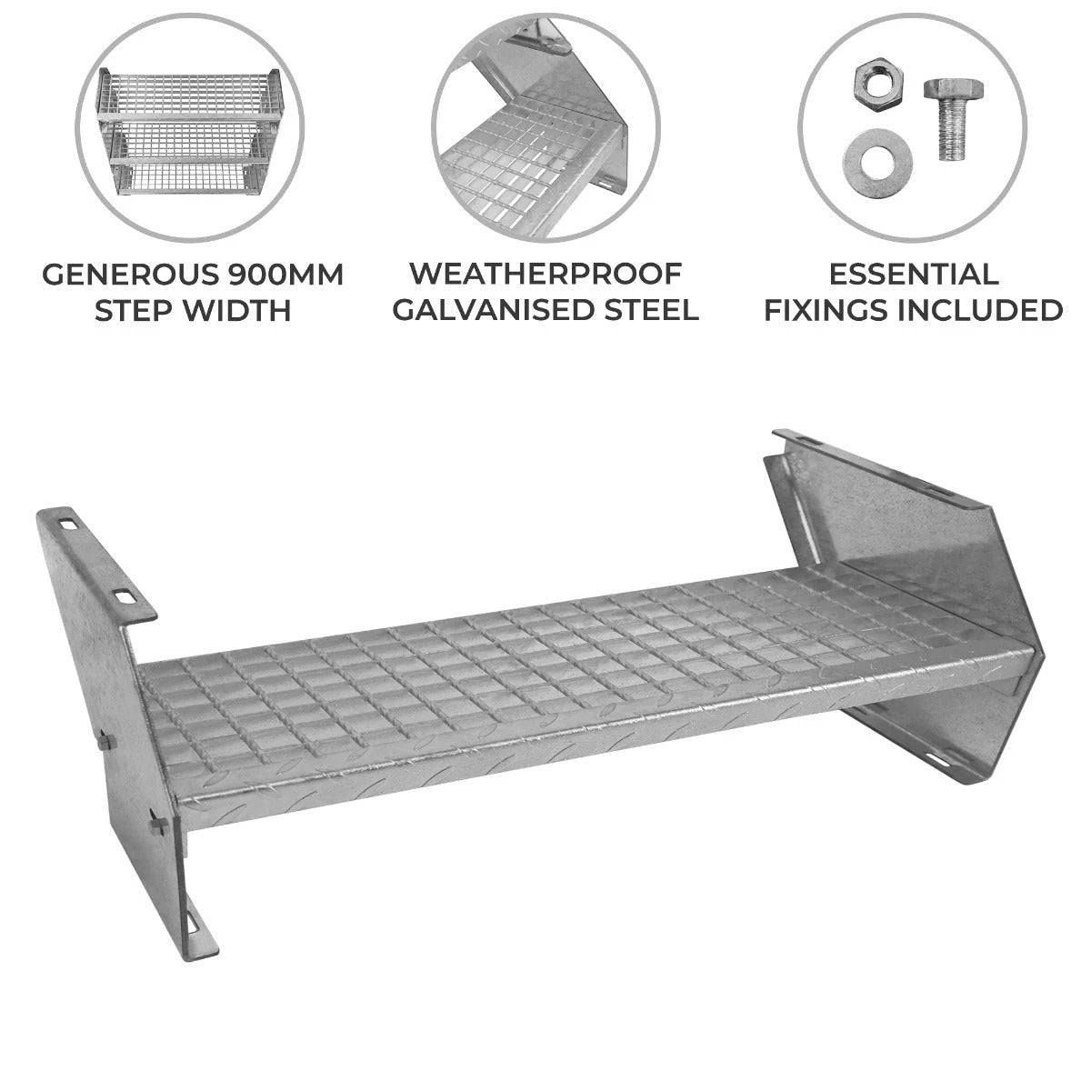 Monster Shop Additional Galvanised Steel Steps - 900mm Wide -