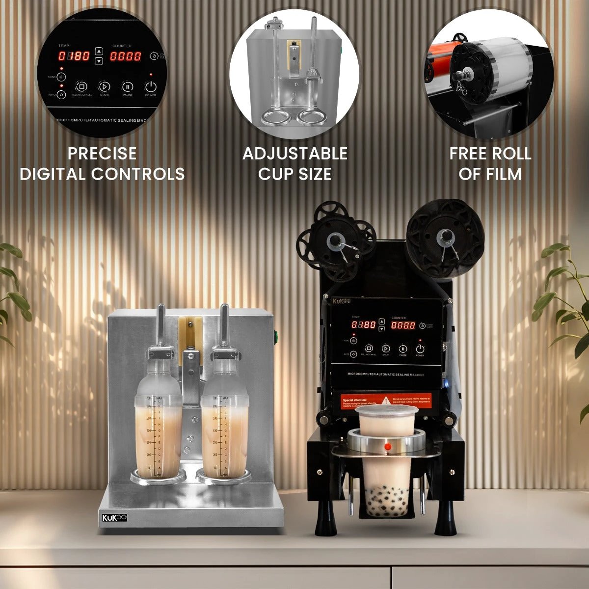 Automatic Cup Sealing Machine & Bubble Tea Shaker by Monster Shop