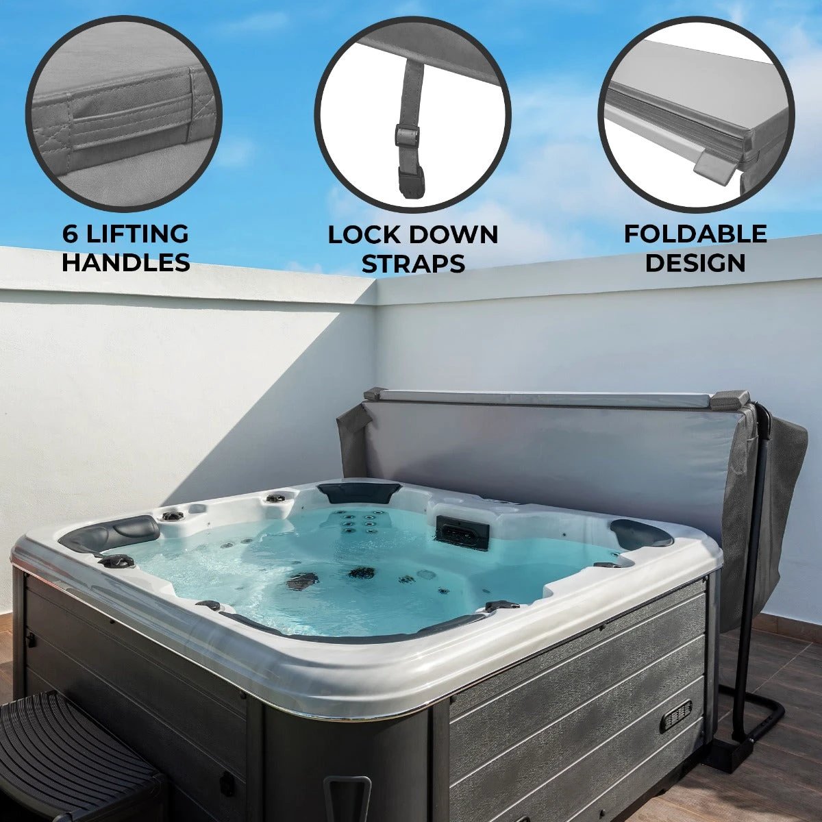 2.2m Hot Tub Spa Cover - Grey by Monster Shop