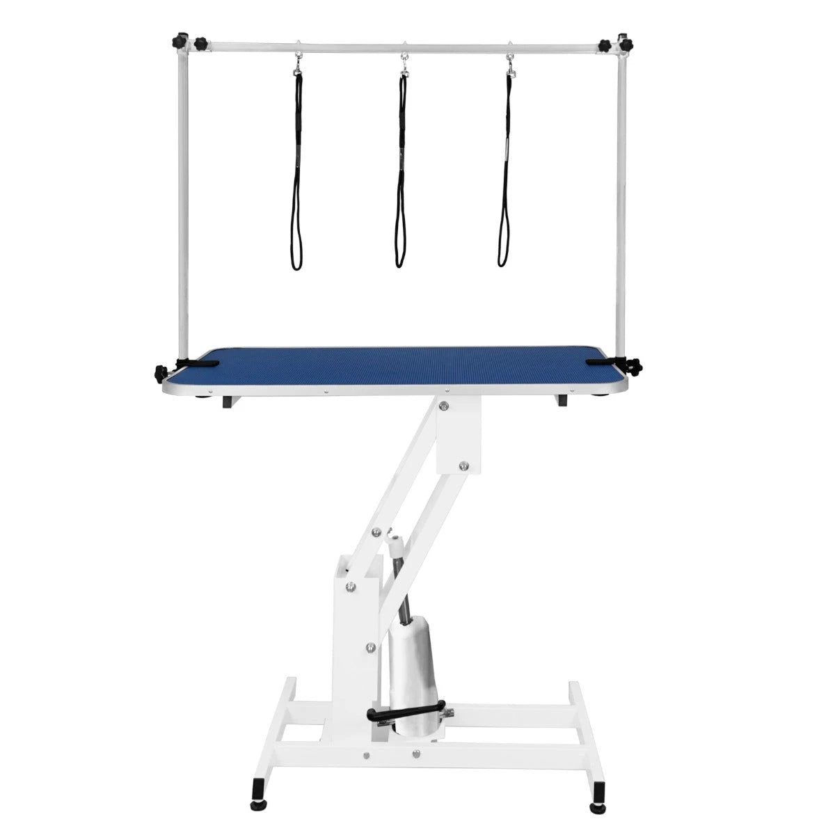 White Hydraulic Grooming Table - Blue Table Top by Monster Shop