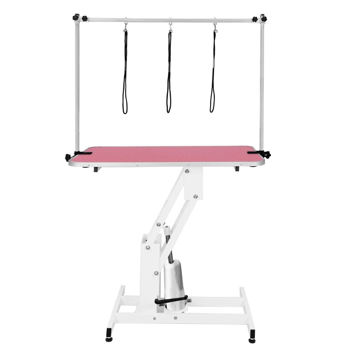 White Hydraulic Grooming Table - Pink Table Top by Monster Shop
