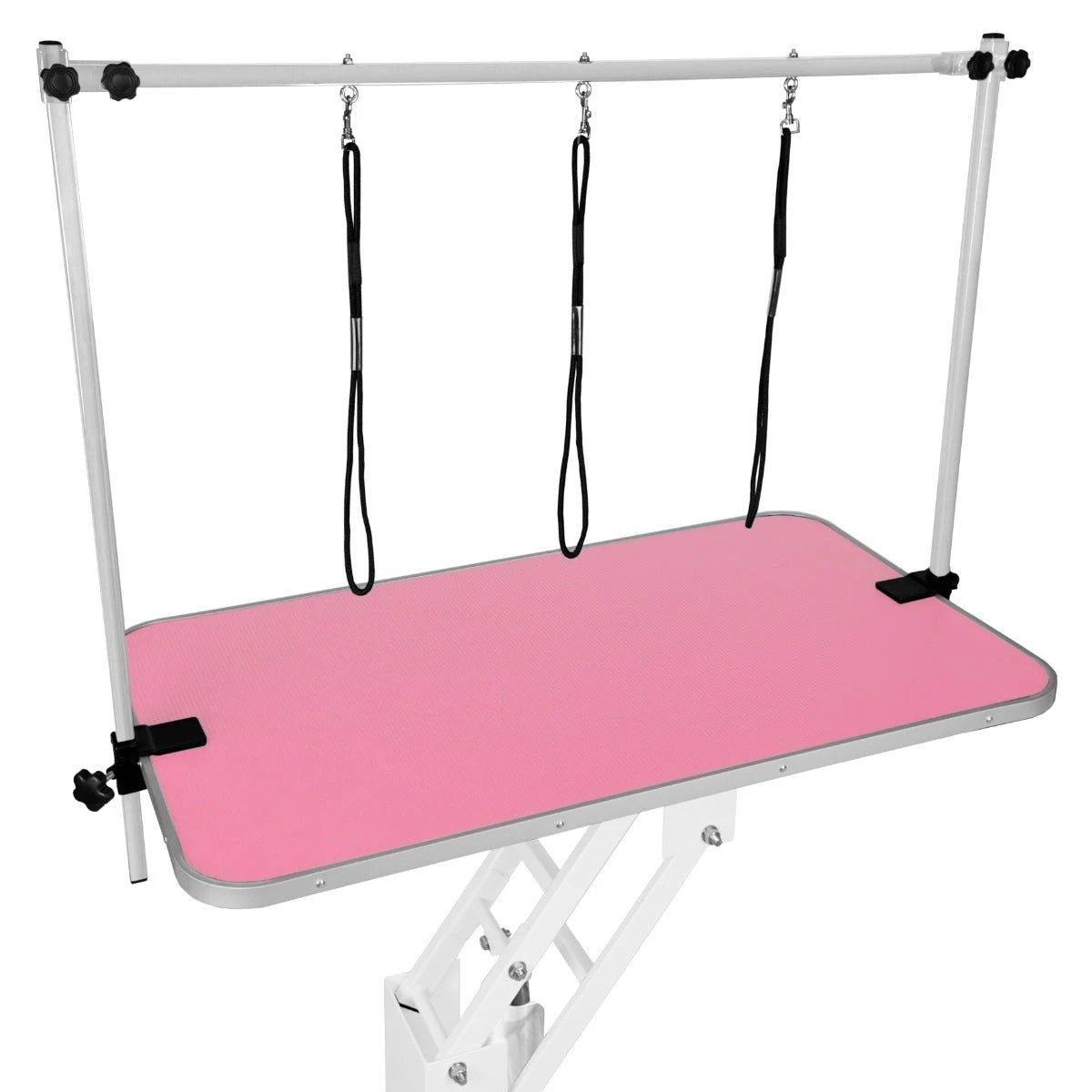 White Hydraulic Grooming Table - Pink Table Top by Monster Shop