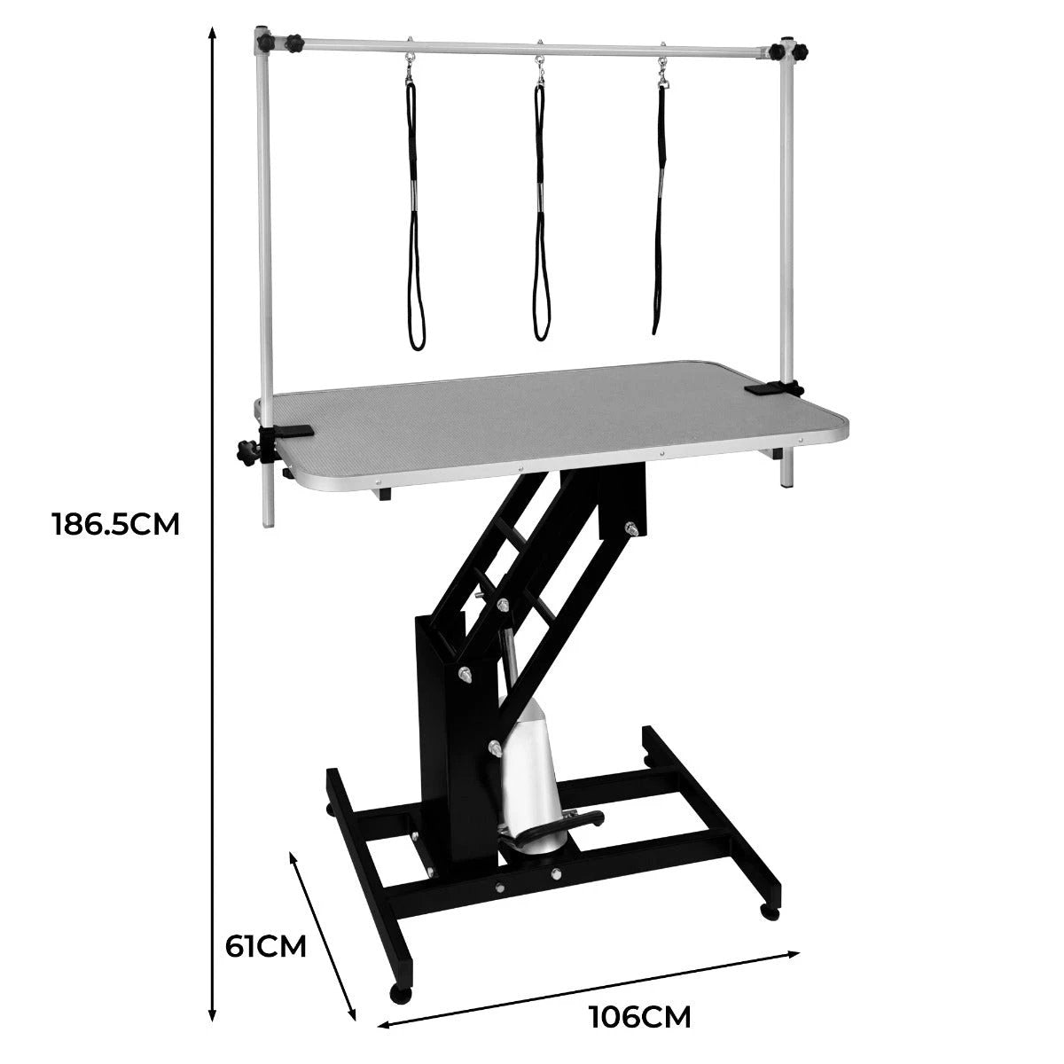 Black Hydraulic Grooming Table - Grey Table Top by Monster Shop