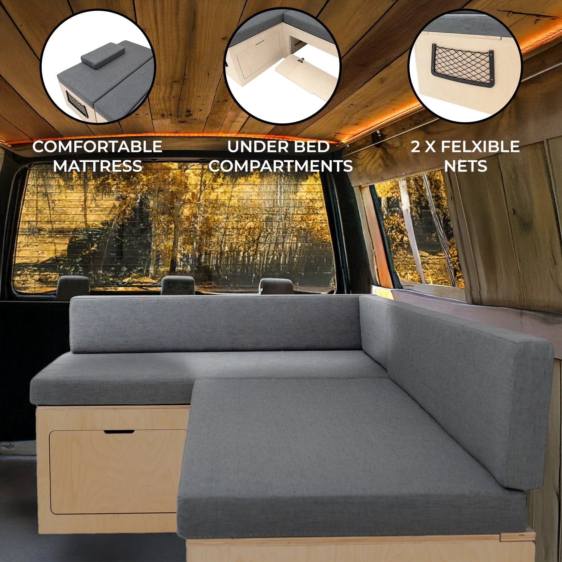 Monster Shop L-Shaped Camper Van Bed -
