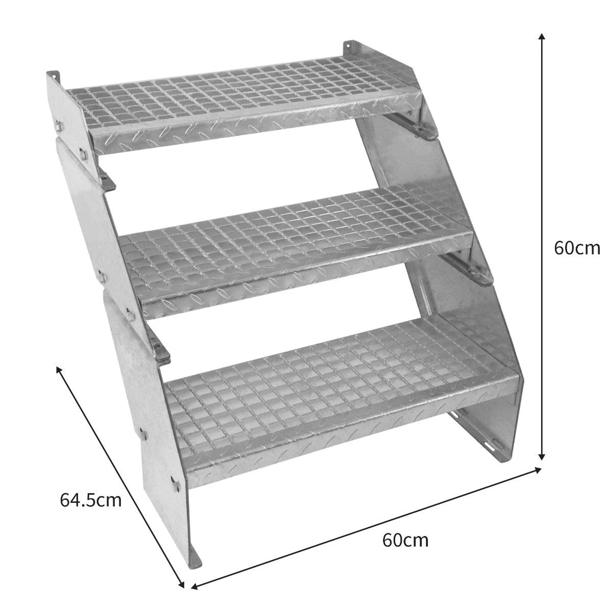 Adjustable 3 Section Galvanised Staircase - 600mm Wide by Monster Shop