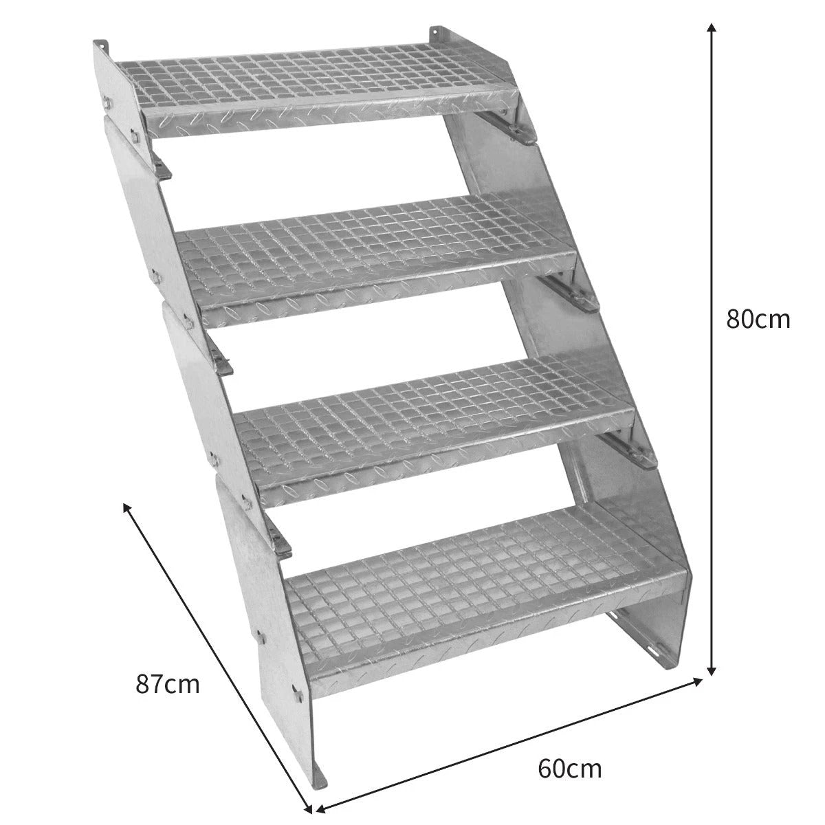 Adjustable 4 Section Galvanised Staircase - 600mm Wide by Monster Shop