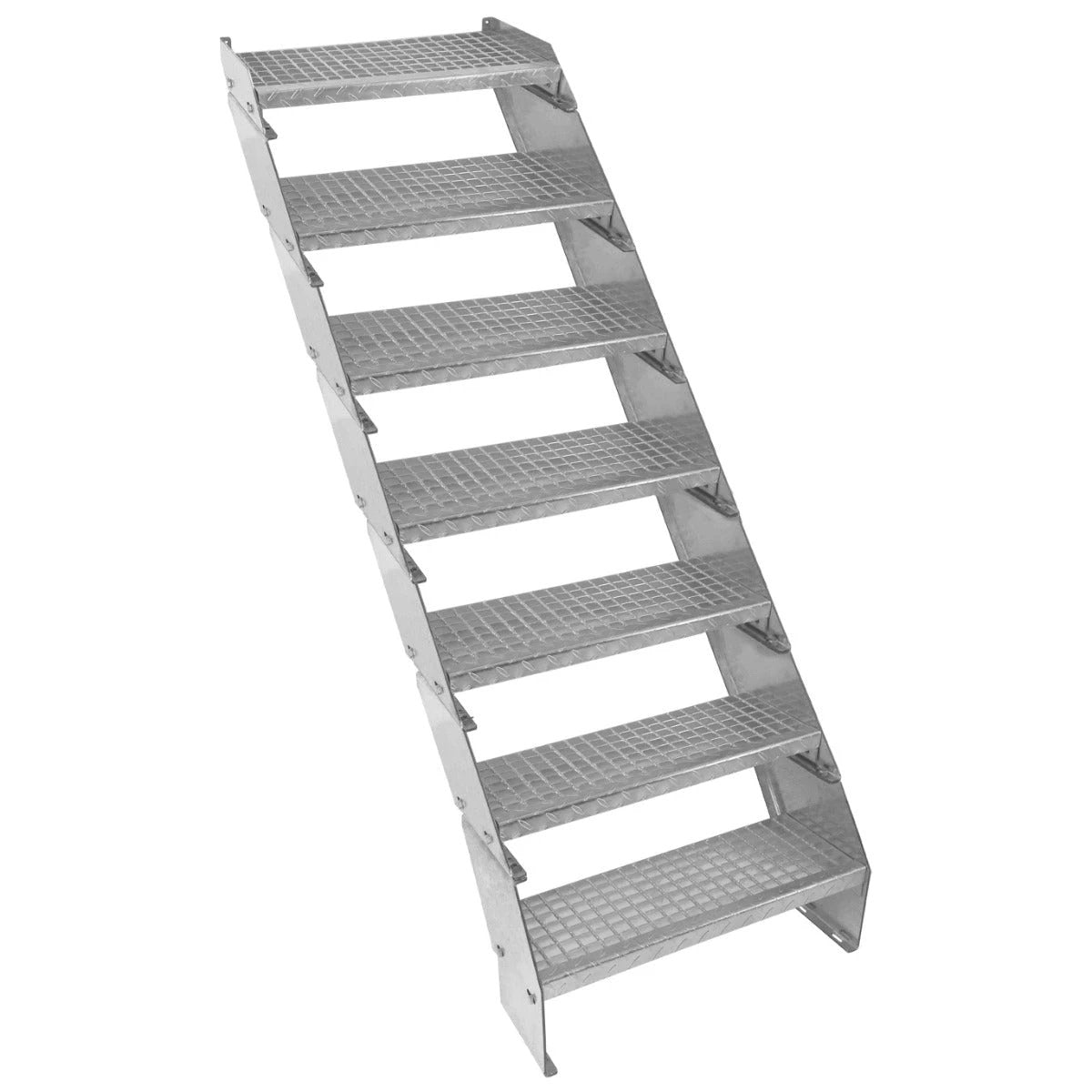 Monster Shop Adjustable 7 Section Galvanised Staircase - 600mm Wide -