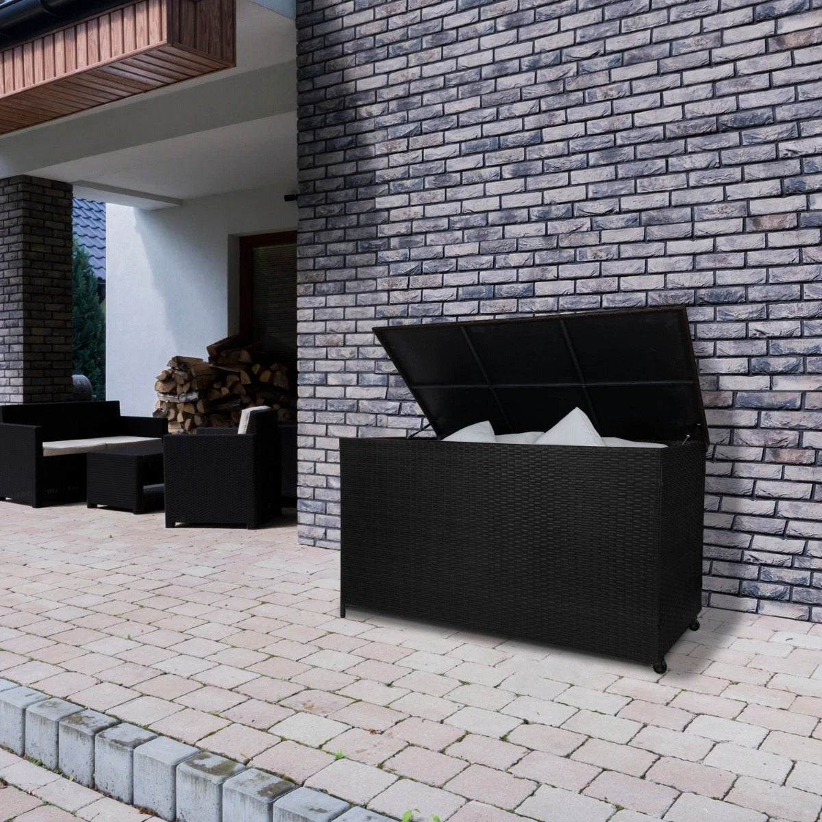 Rattan Storage Box 582L - Black by Monster Shop