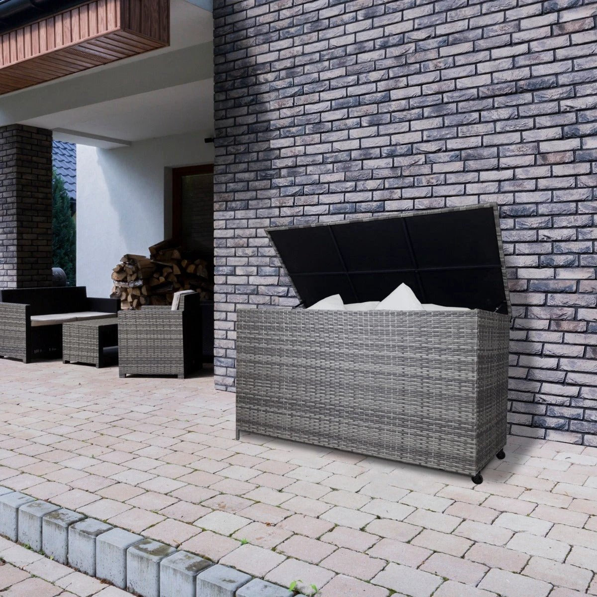 Rattan Storage Box 582L - Grey by Monster Shop