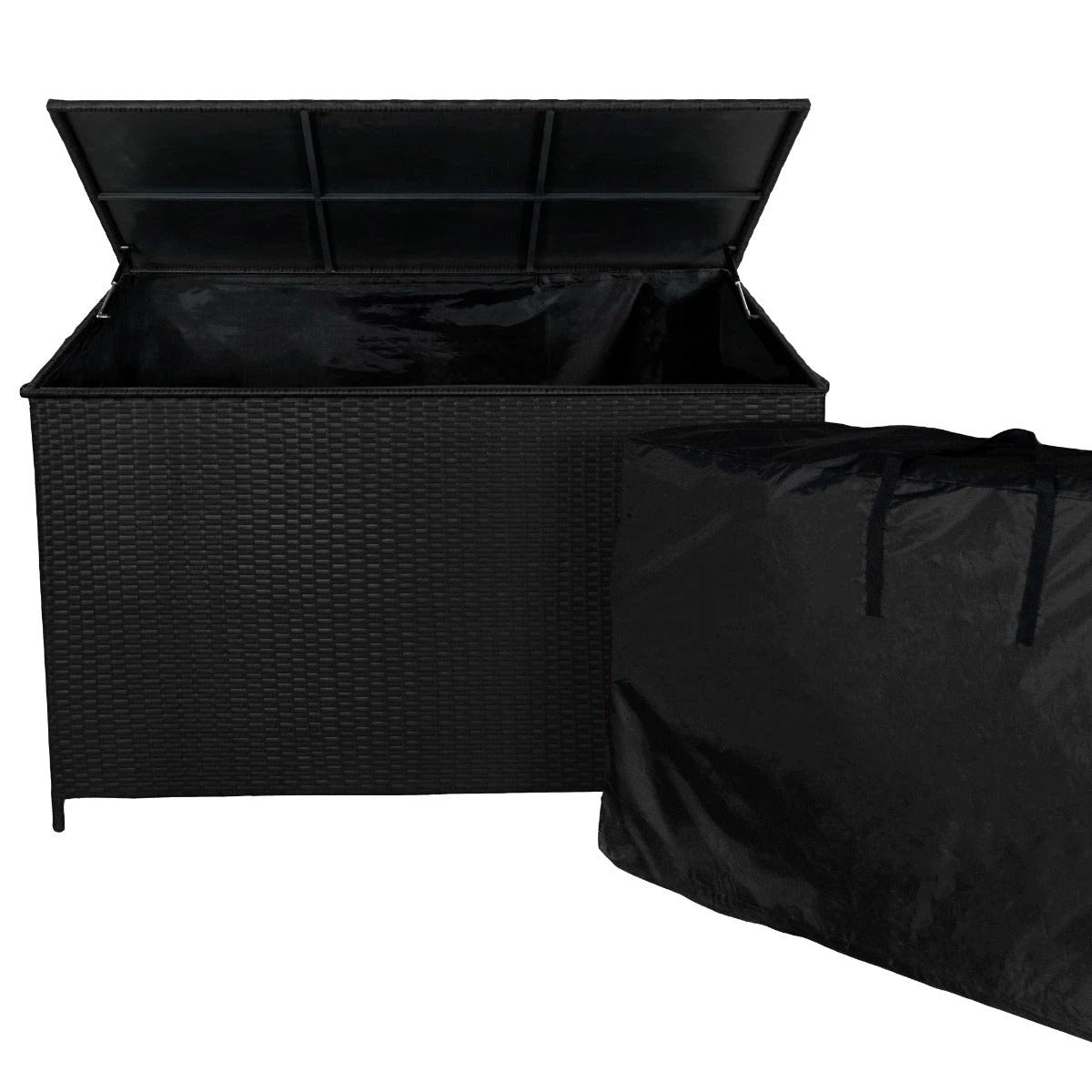 Rattan Corner Set & Storage Box - Black by Monster Shop