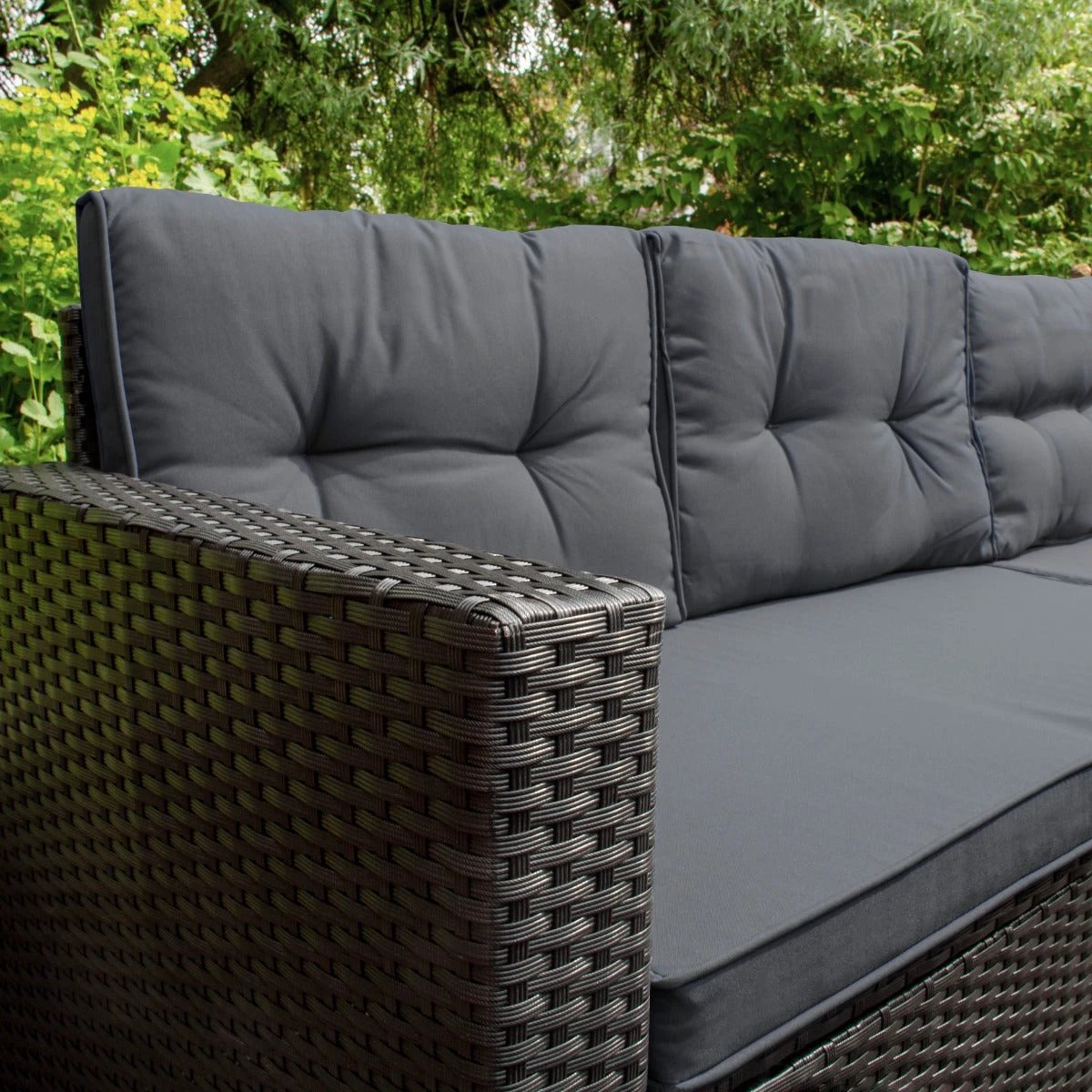 Rattan Corner Set & Storage Box - Black by Monster Shop
