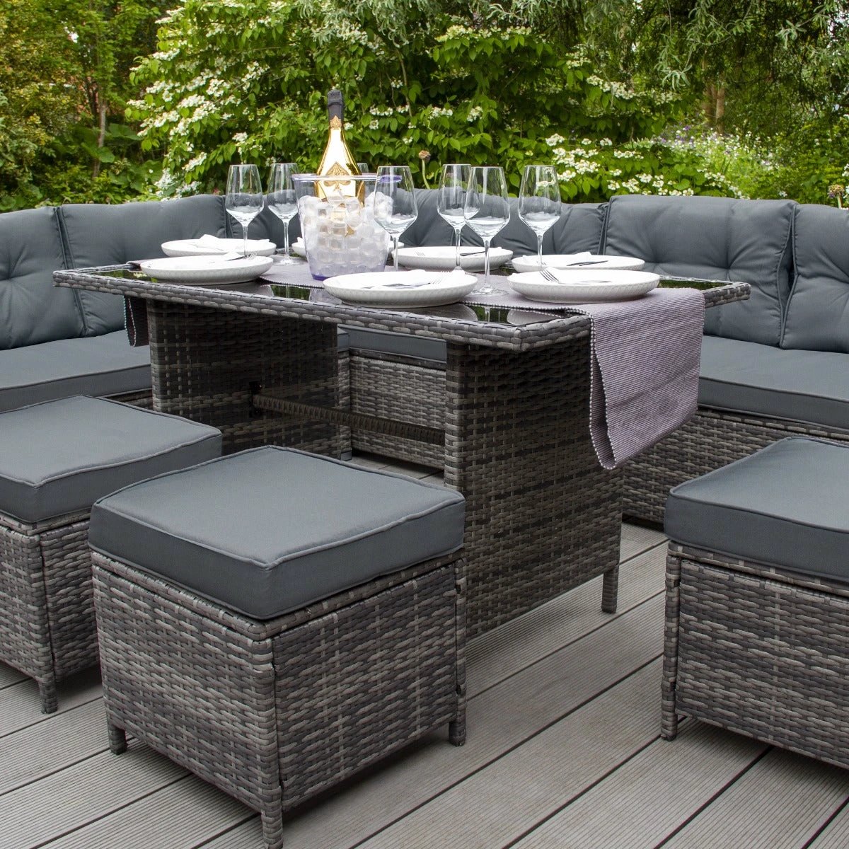 Monster Shop Rattan Corner Set & Storage Box - Grey -