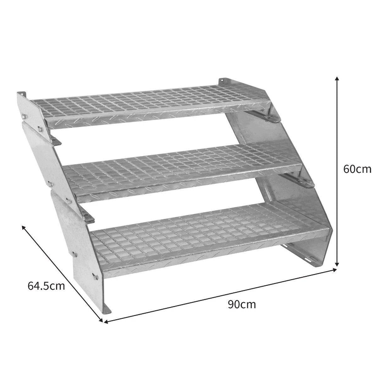 Adjustable 3 Section Galvanised Staircase - 900mm Wide by Monster Shop