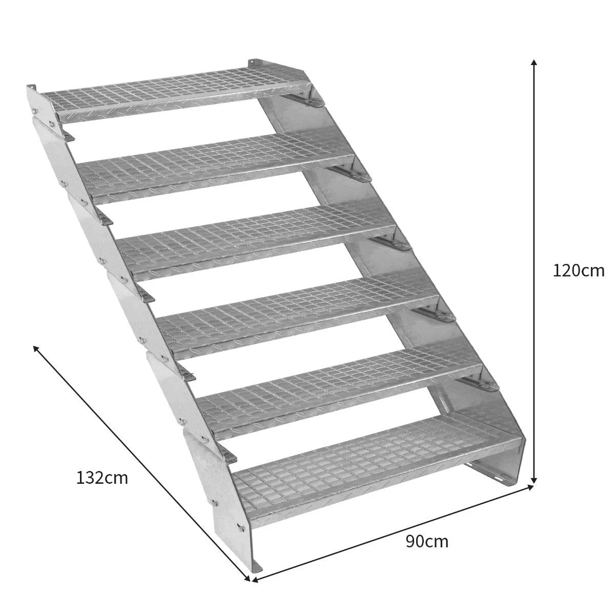 Adjustable 6 Section Galvanised Staircase - 900mm Wide by Monster Shop