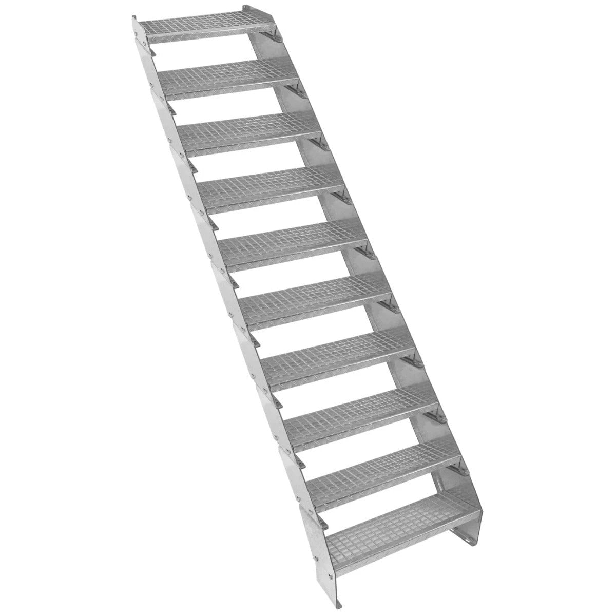 Monster Shop Adjustable 10 Section Galvanised Staircase - 600mm Wide -