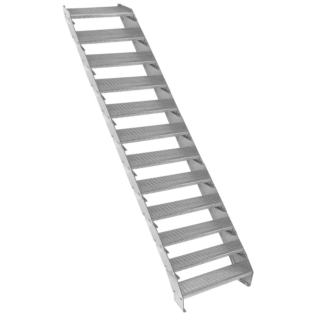 Monster Shop Adjustable 12 Section Galvanised Staircase - 600mm Wide -