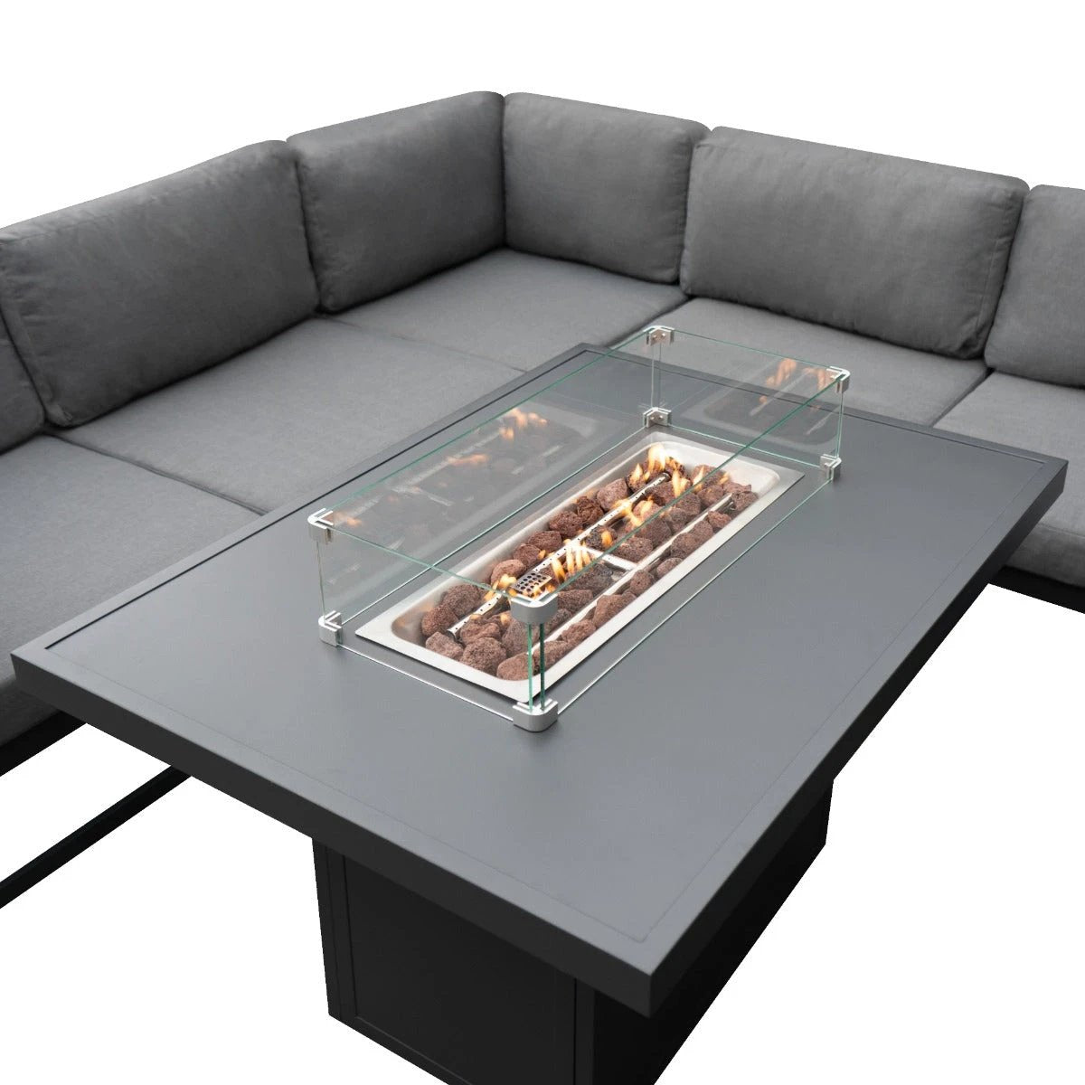 Modular Garden Furniture Set With Fire Pit - Anthracite Grey by Monster Shop