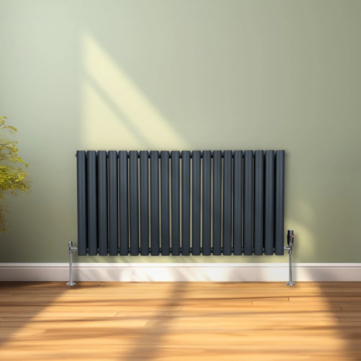 Monster Shop Premium Oval Column Radiator 600mm By 1200 mm Anthracite Finish For Living Rooms - Radiator