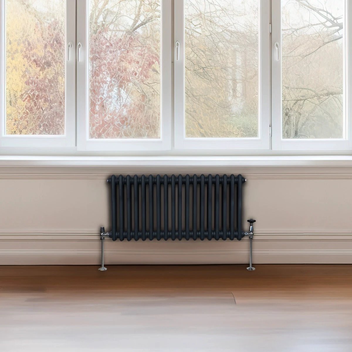 Monster Shop Premium Traditional Radiator 300x832mm Anthracite Finish 1.5mm Carbon Steel For Homes - Radiator