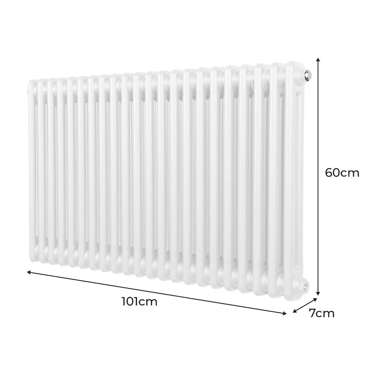 Premium Radiator 600x1012mm 2-Column Traditional White 1.5mm Carbon Steel Home Heating by Monster Shop