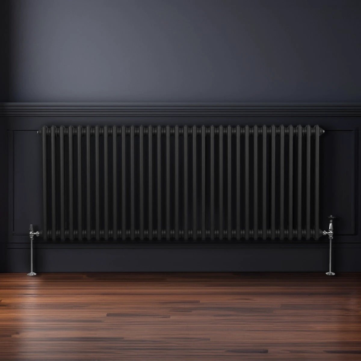Monster Shop Premium Traditional TwoColumn Radiator 600x1462mm Black Carbon Steel Build For Homes With Efficient Heating And Style - Radiator