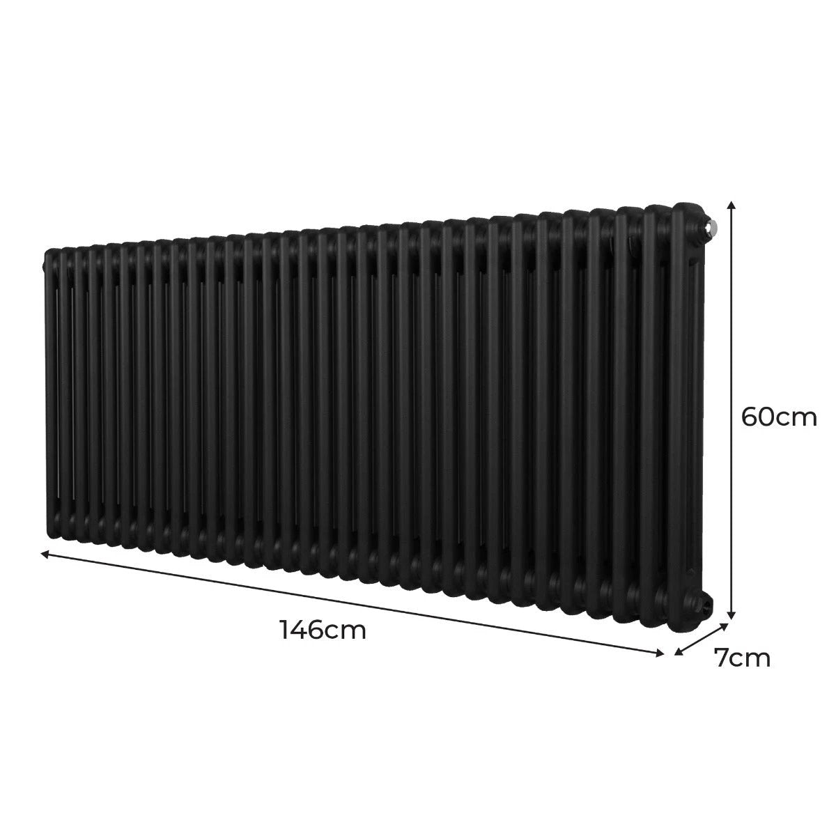 Monster Shop Premium Traditional TwoColumn Radiator 600x1462mm Black Carbon Steel Build For Homes With Efficient Heating And Style - Radiator