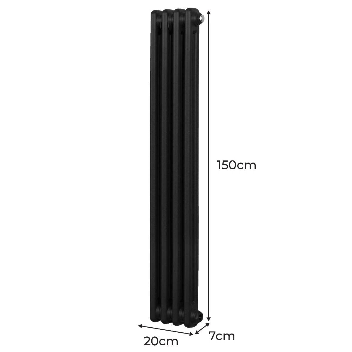 Traditional Black Radiator 1500x202mm Two Column by Monster Shop
