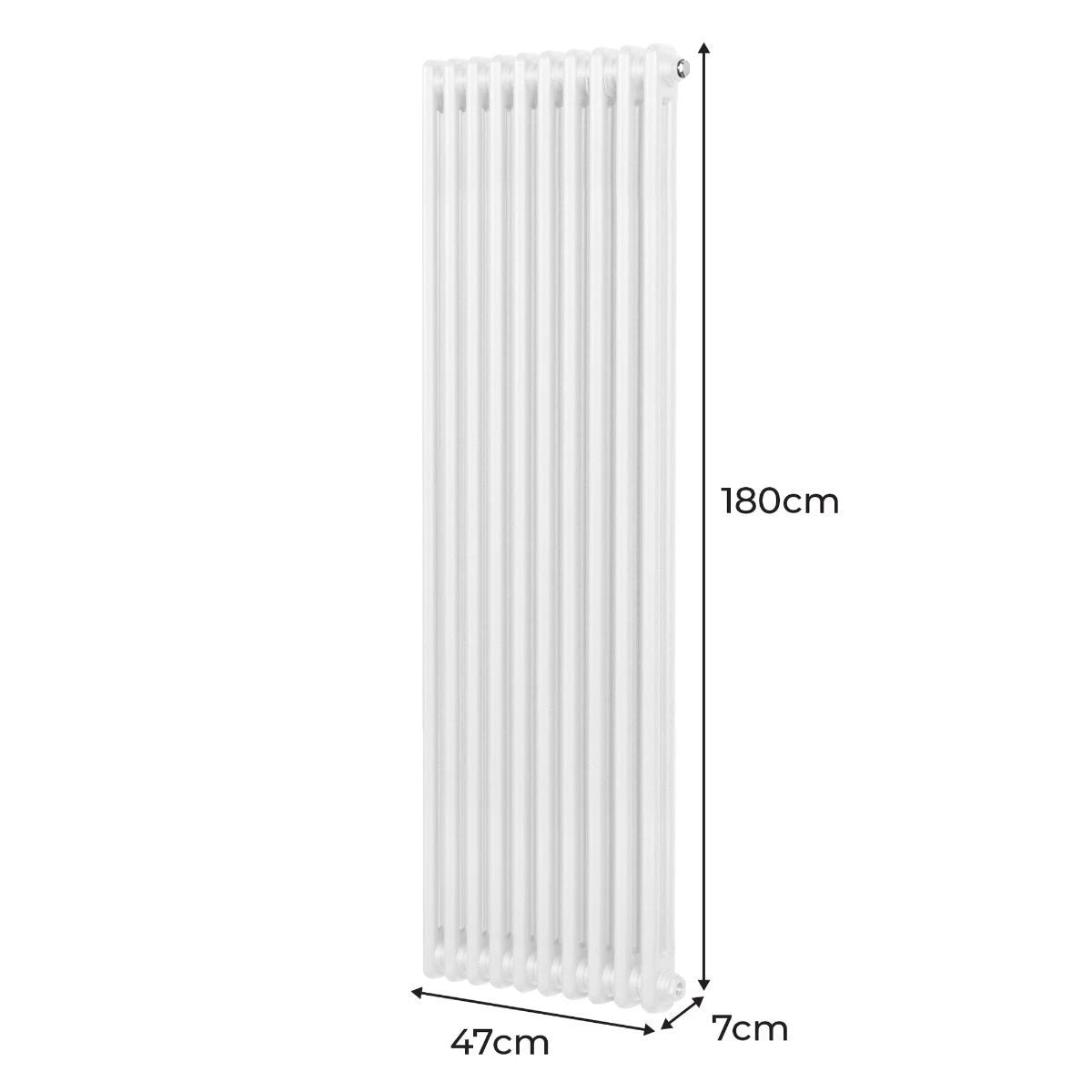 Monster Shop Premium Traditional Two Column Radiator 1800x472mm White Carbon Steel 1.5mm For Home Heating - Radiator