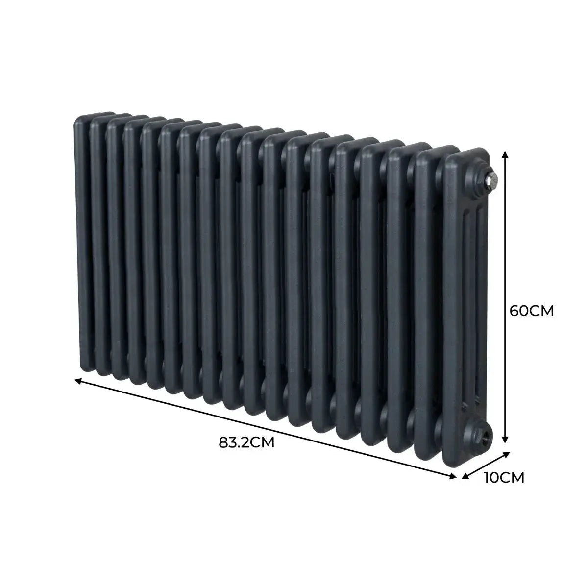 Monster Shop Traditional 3 Column Radiator - 600 x 832mm - Anthracite Grey -