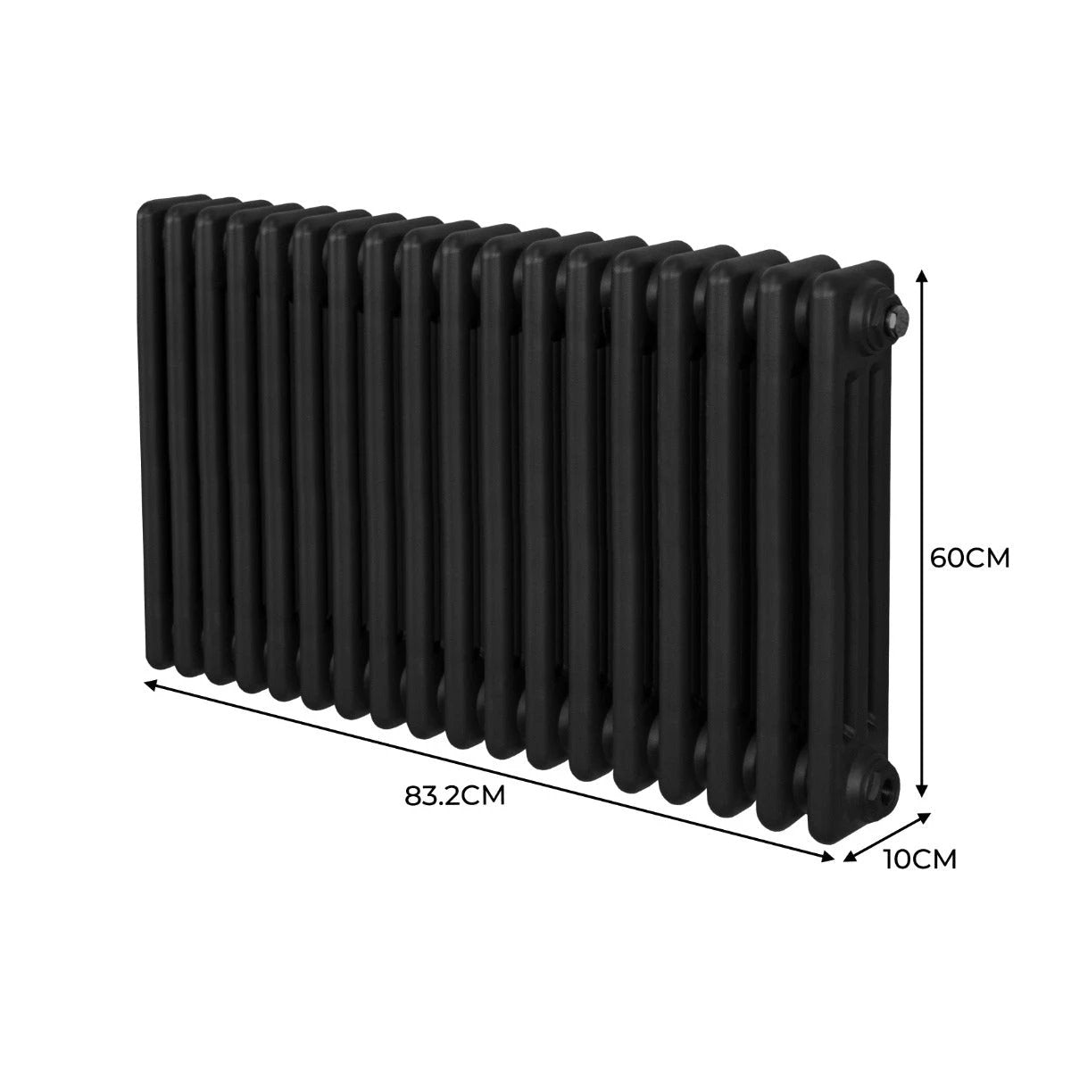 Premium Radiator 600 x 832mm Traditional Three Column Black for Home Heating and Comfort by Monster Shop