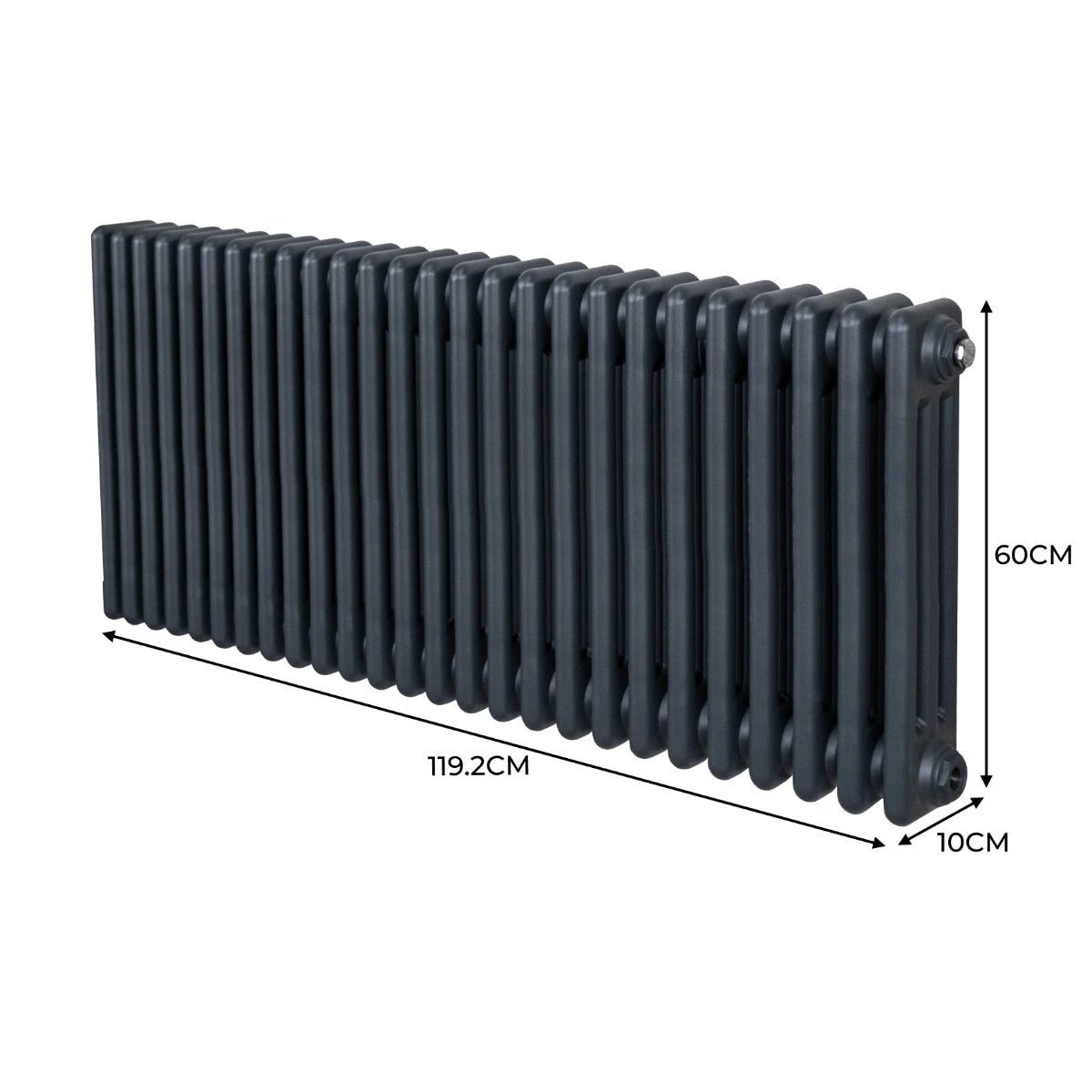 Monster Shop Premium Traditional 3 Column Radiator 600x1192mm Anthracite Grey High Efficiency Homes - Radiator