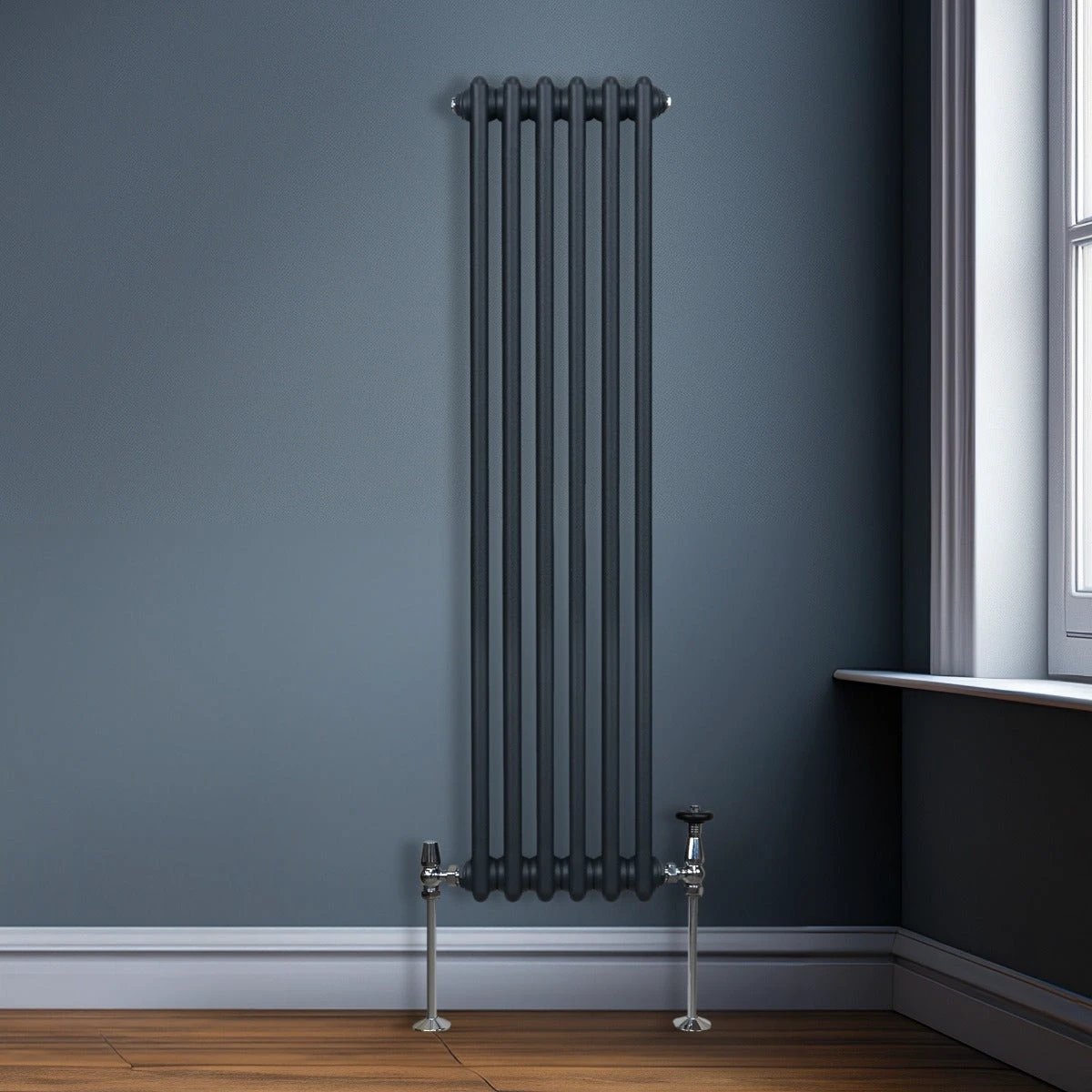 Premium Traditional 3 Column Radiator 1500x292mm Anthracite Grey for Home Heating by Monster Shop
