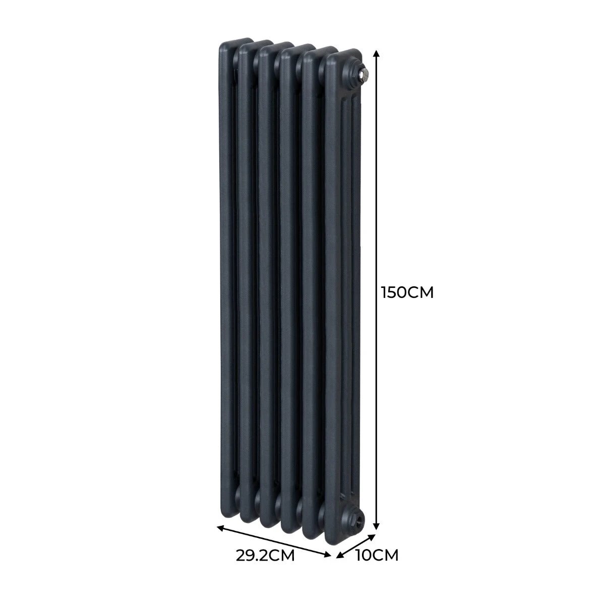 Premium Traditional 3 Column Radiator 1500x292mm Anthracite Grey for Home Heating by Monster Shop
