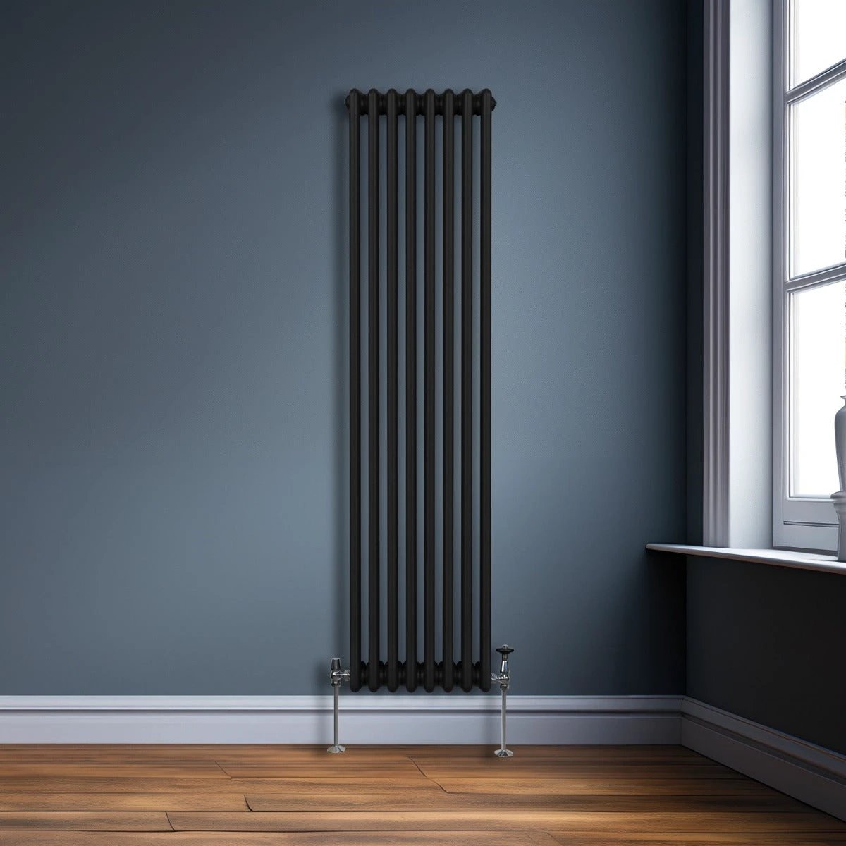 Premium Radiator 1800x382mm Three Column Black Steel for Classic Home Heating in Period Homes by Monster Shop