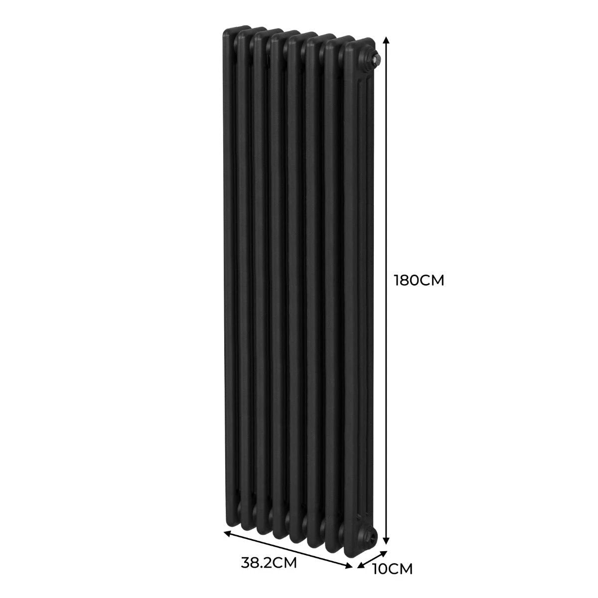 Premium Radiator 1800x382mm Three Column Black Steel for Classic Home Heating in Period Homes by Monster Shop