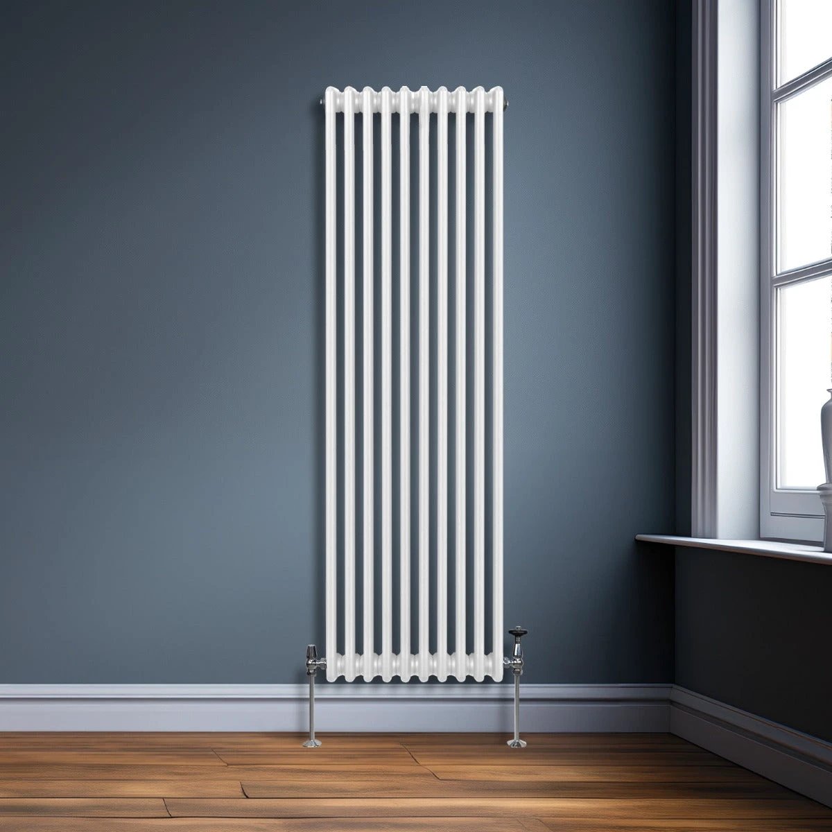 Monster Shop Premium Traditional 3 Column Radiator 1800x472mm White Carbon Steel High Efficiency Home Heating - Radiator