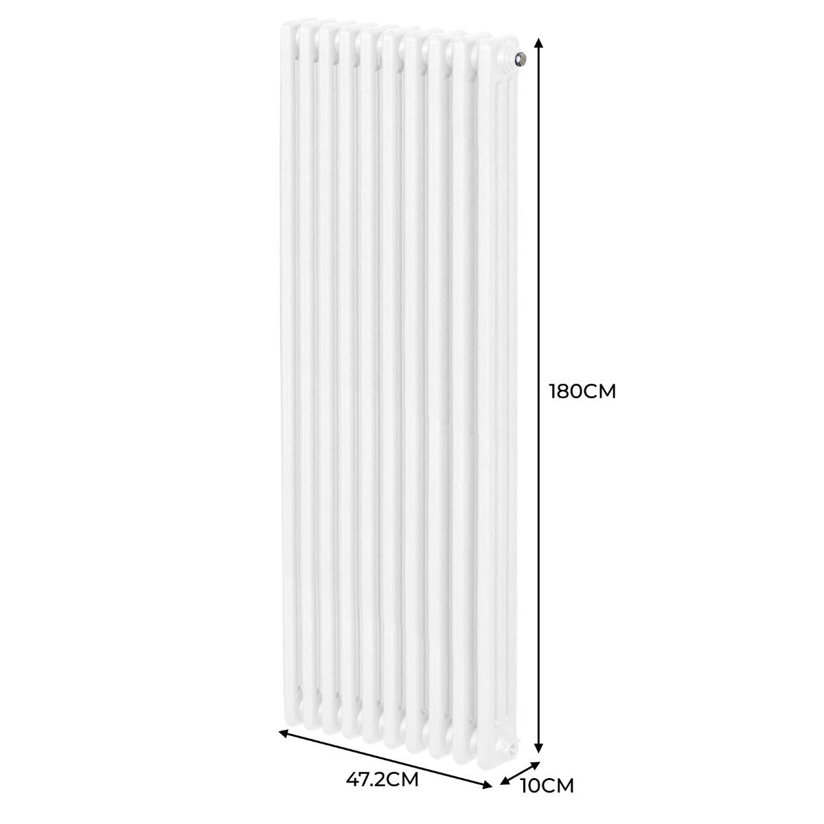 Monster Shop Premium Traditional 3 Column Radiator 1800x472mm White Carbon Steel High Efficiency Home Heating - Radiator