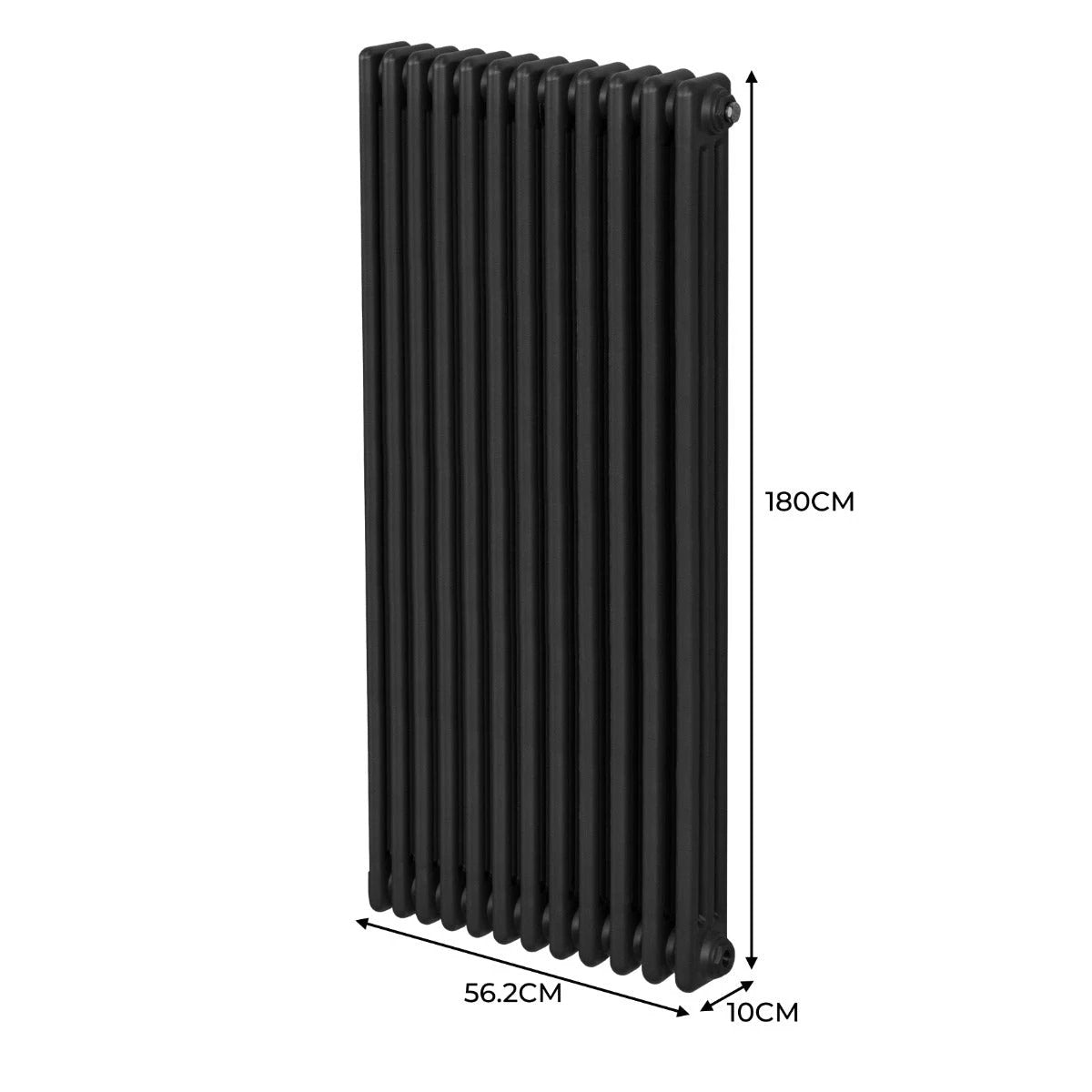 Premium Traditional 3-Column Radiator 1800x562mm Black Carbon Steel Home Heating by Monster Shop