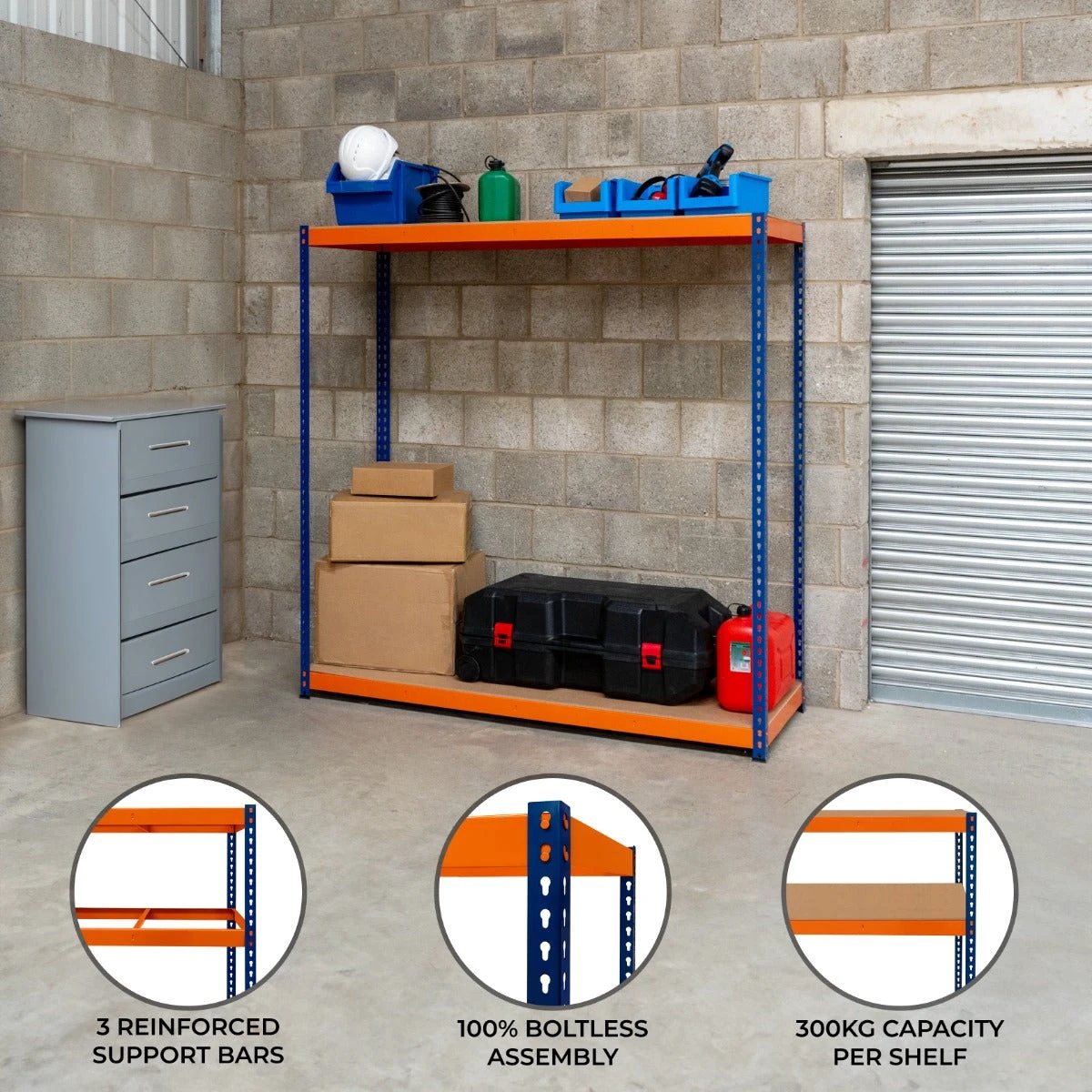S-Rax 2 Shelf Racking - 180cm x 180cm x 60cm by Monster Shop