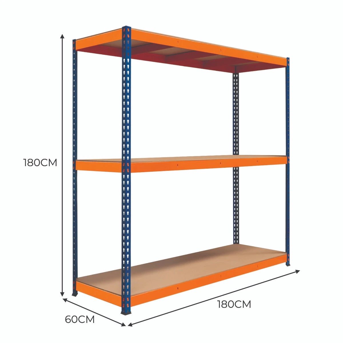 S-Rax 3 Shelf Racking - 180cm x 180cm x 60cm by Monster Shop