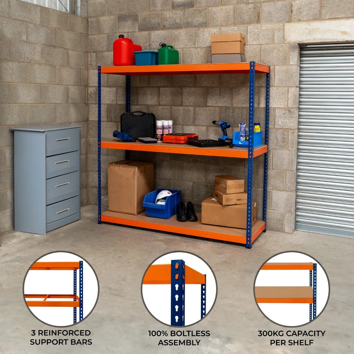 S-Rax 3 Shelf Racking - 180cm x 180cm x 60cm by Monster Shop