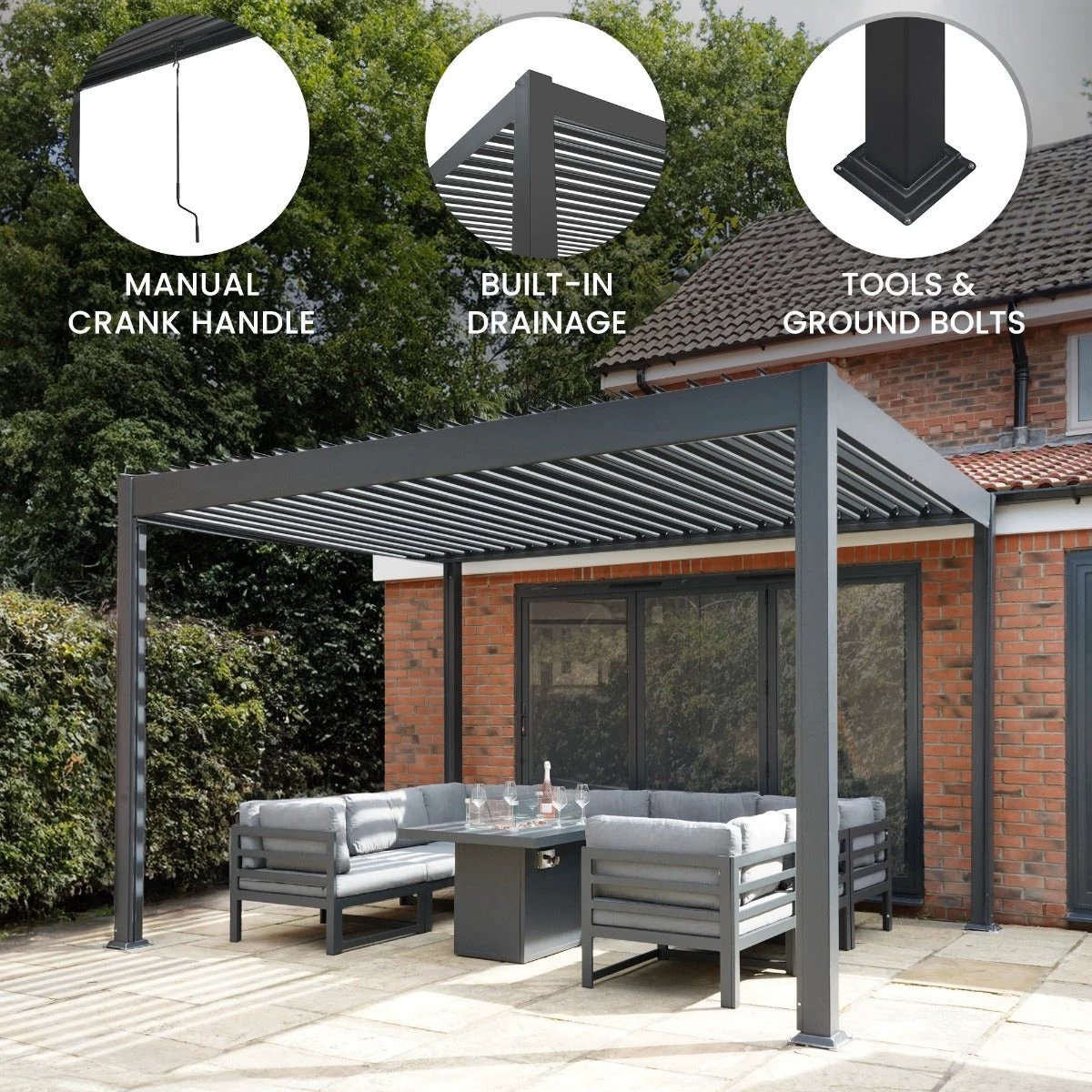 Premium Pergola 3m x 4m Aluminium Outdoor by Monster Shop