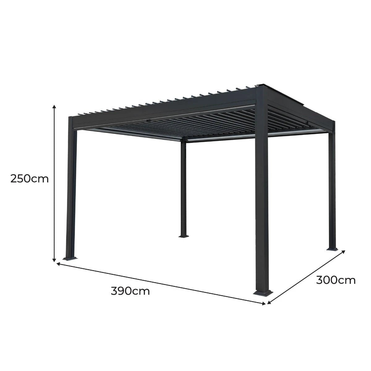 Anthracite Aluminum Pergola 3x4m LED Lights Patio by Monster Shop